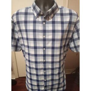 Mizzen Main Shirt Mens 2XL XXL Blue White Check Performance Menswear Trim Fit